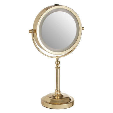 Gold Colour Iron LED Table Mirror | Cassini