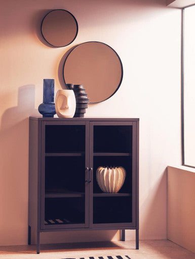 Cindy Small Matte Black Finish Wall Mirror