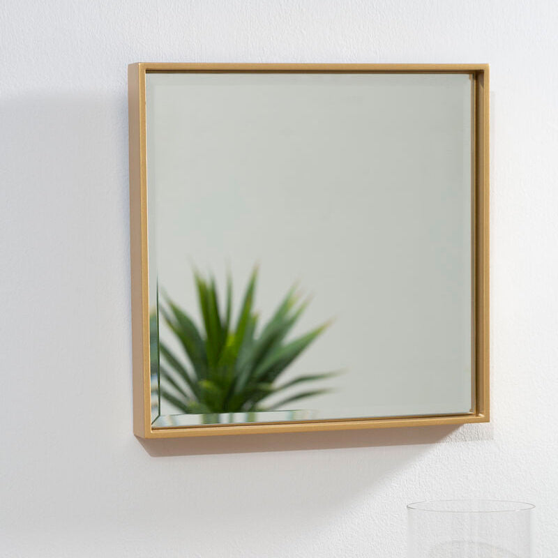 Ando Small Square Gold Finish Wall Mirror