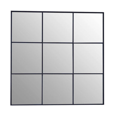 Oriel Grid Wall Mirror with Black Finish Frame