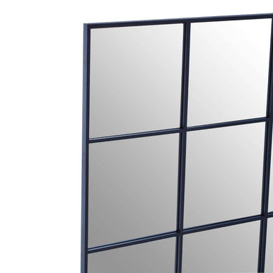 Oriel Grid Wall Mirror with Black Finish Frame