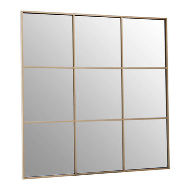 Oriel Grid Wall Mirror With Gold Finish Frame