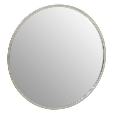 Large Antique Silver Round Wall Mirror | Saska