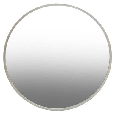 Large Antique Silver Round Wall Mirror | Saska