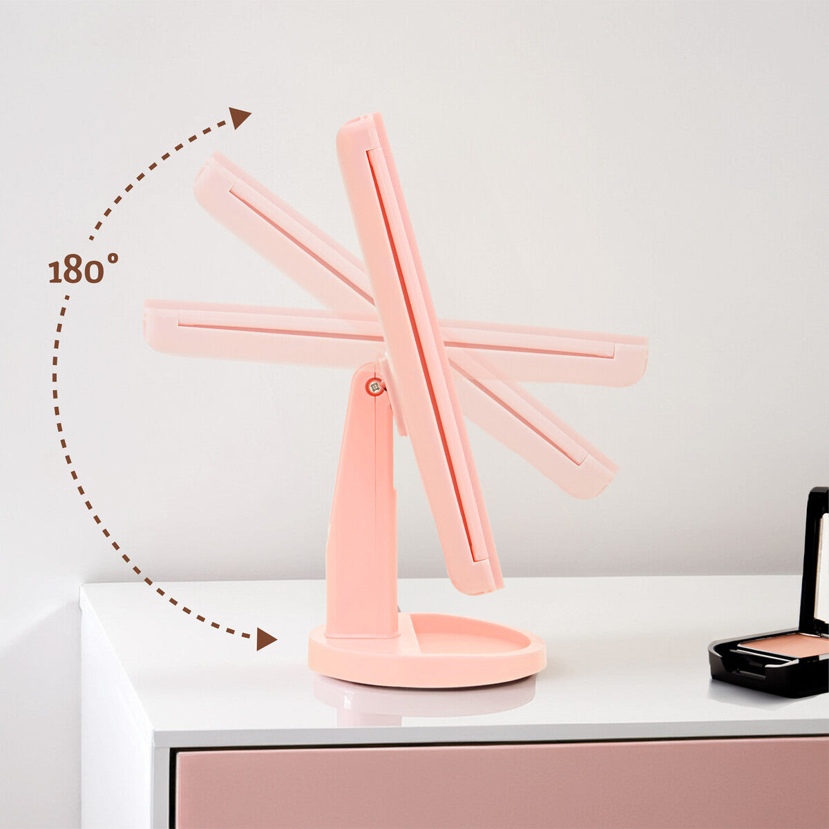 Tri Fold Pink LED Table Mirror | Cassini