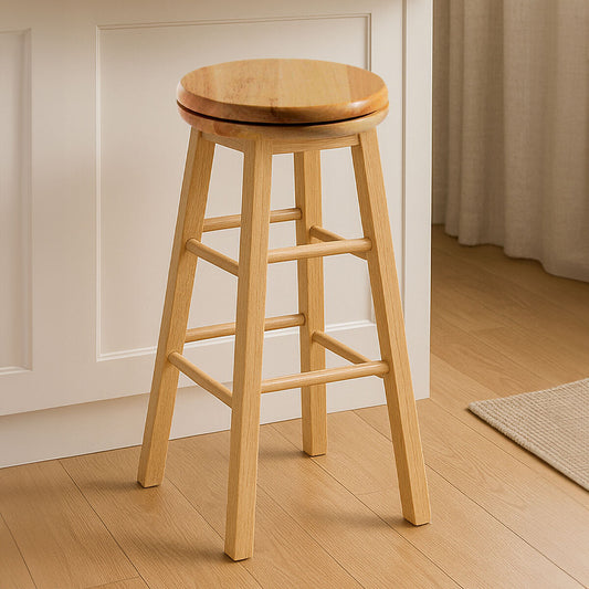 Natural Hevea Wood Revolving Bar Stool | Chester