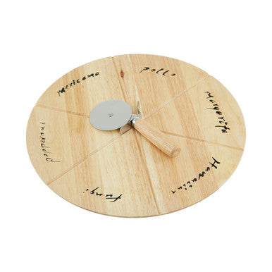 Pizza Board Set with Cutter | Rubberwood