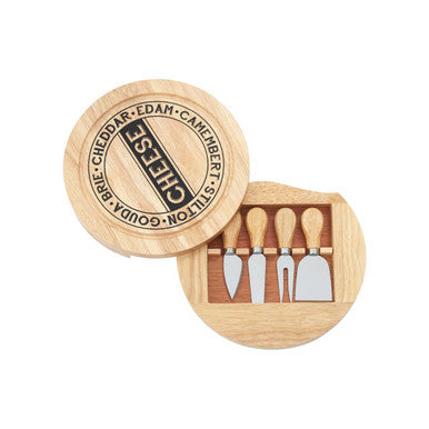 Soka Rubber wood 4pc Cheese Knife Set With Storage Board