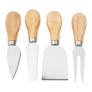 Soka Rubber wood 4pc Cheese Knife Set With Storage Board