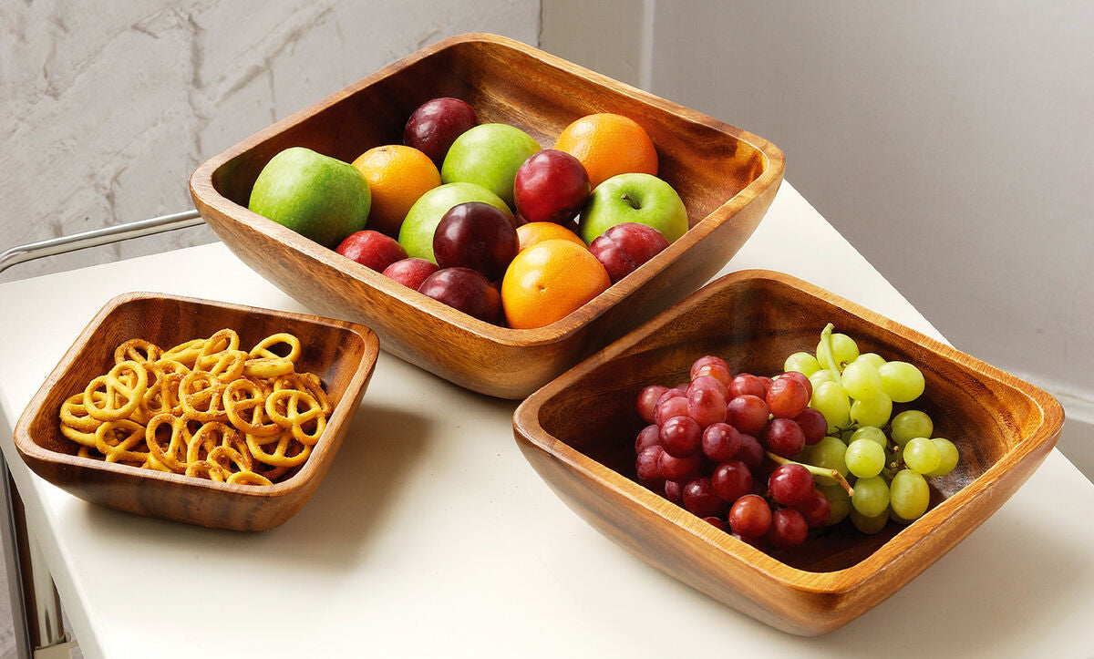Kora Acacia Large Square Serving Bowl