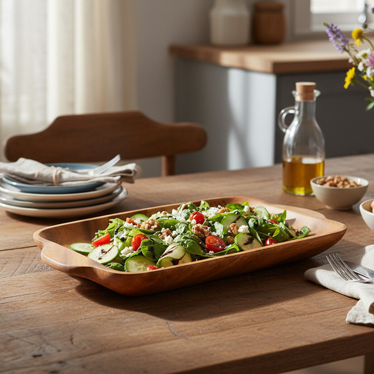 Kora Serving Platter in Acacia Wood