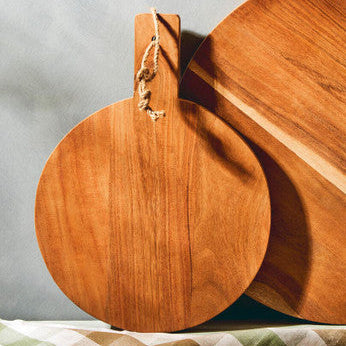 Socorro Acacia Wood Large Round Chopping And Serving Board Natural Finish