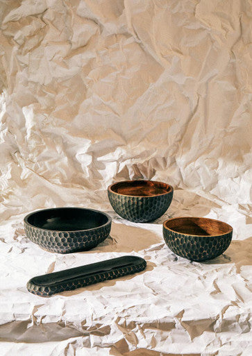 Kara Large Black Mango Wood Bowl