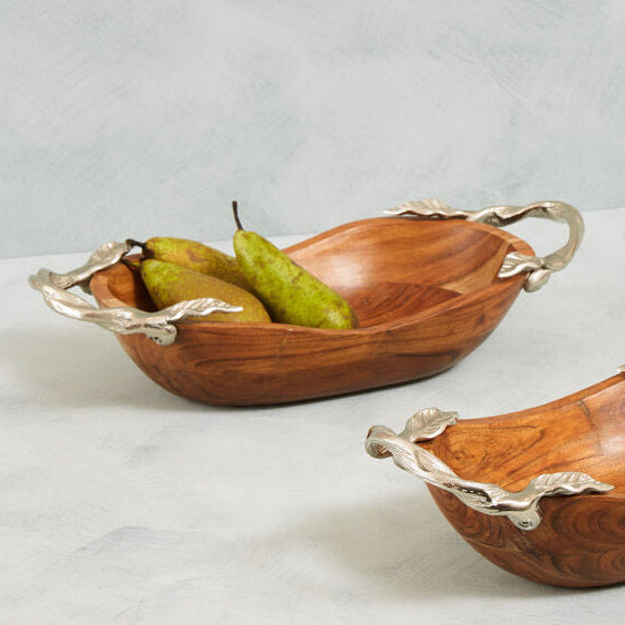 Vine Acacia Wood Small Oval Bowl