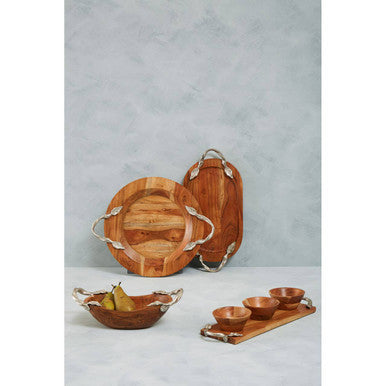 Vine Large Acacaia Wood Round Tray