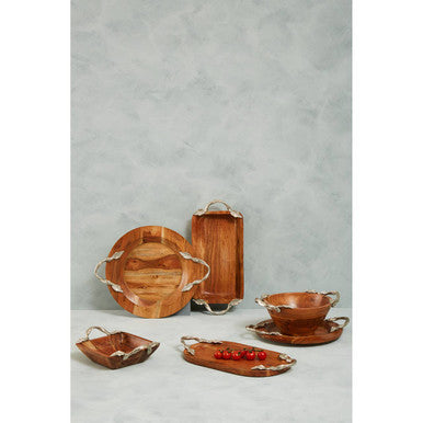 Vine Acacia Wood Square Bowl