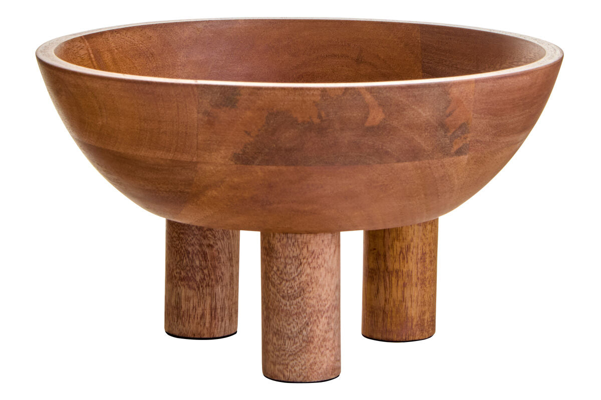 Mango Wood Serving or Fruit Bowl with Footed Base | Kara