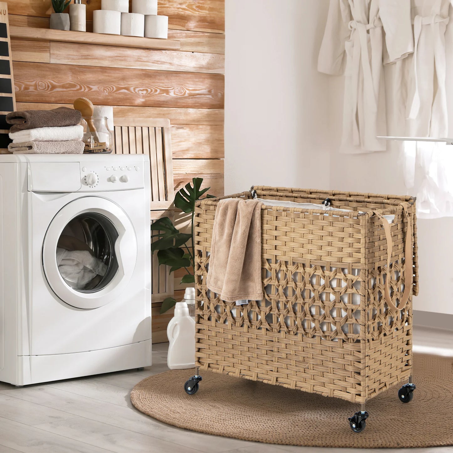 110L Collapsible Laundry Hamper Lid and Removable Liner Bag-Black