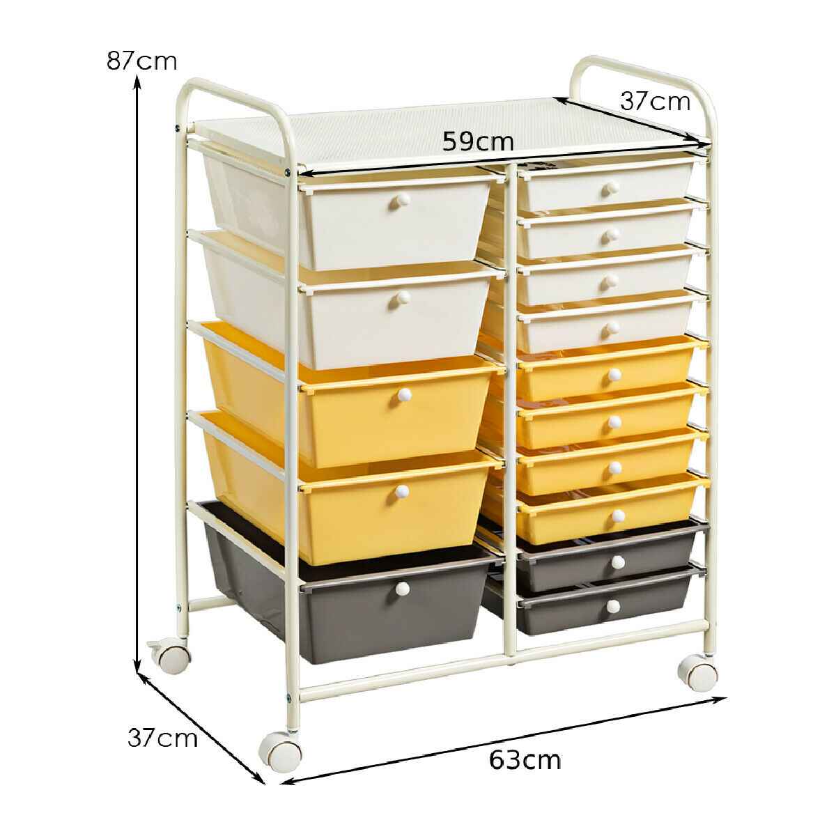 15 Drawer Rolling Storage Cart with 4 Wheels for Beauty Salon-Black