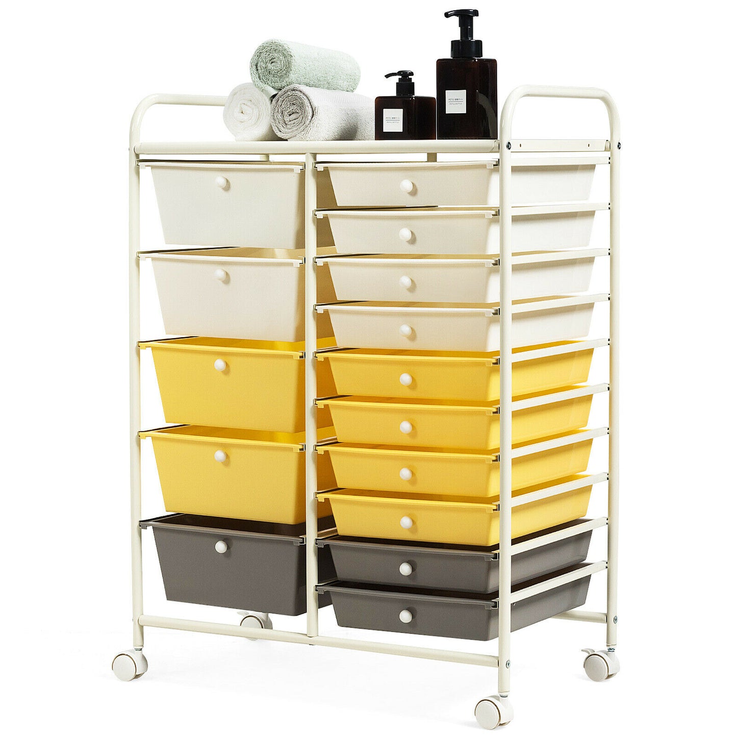 15 Drawer Rolling Storage Cart with 4 Wheels for Beauty Salon-Black