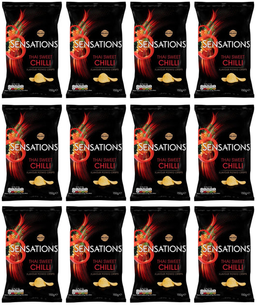 12 x Walkers Sensations Thai Sweet Chilli Sharing Bag Crisps 150G