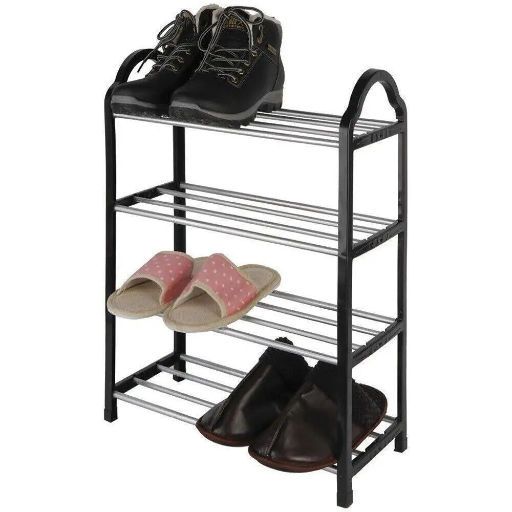 4 Tier Stackable Shoe Rack Storage Organiser Shelves 41.5 x 18.5 x 55cm