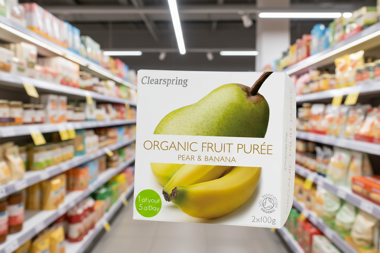 Clearspring Fruit Puree - Pear/ Banana Organic - 2x100g