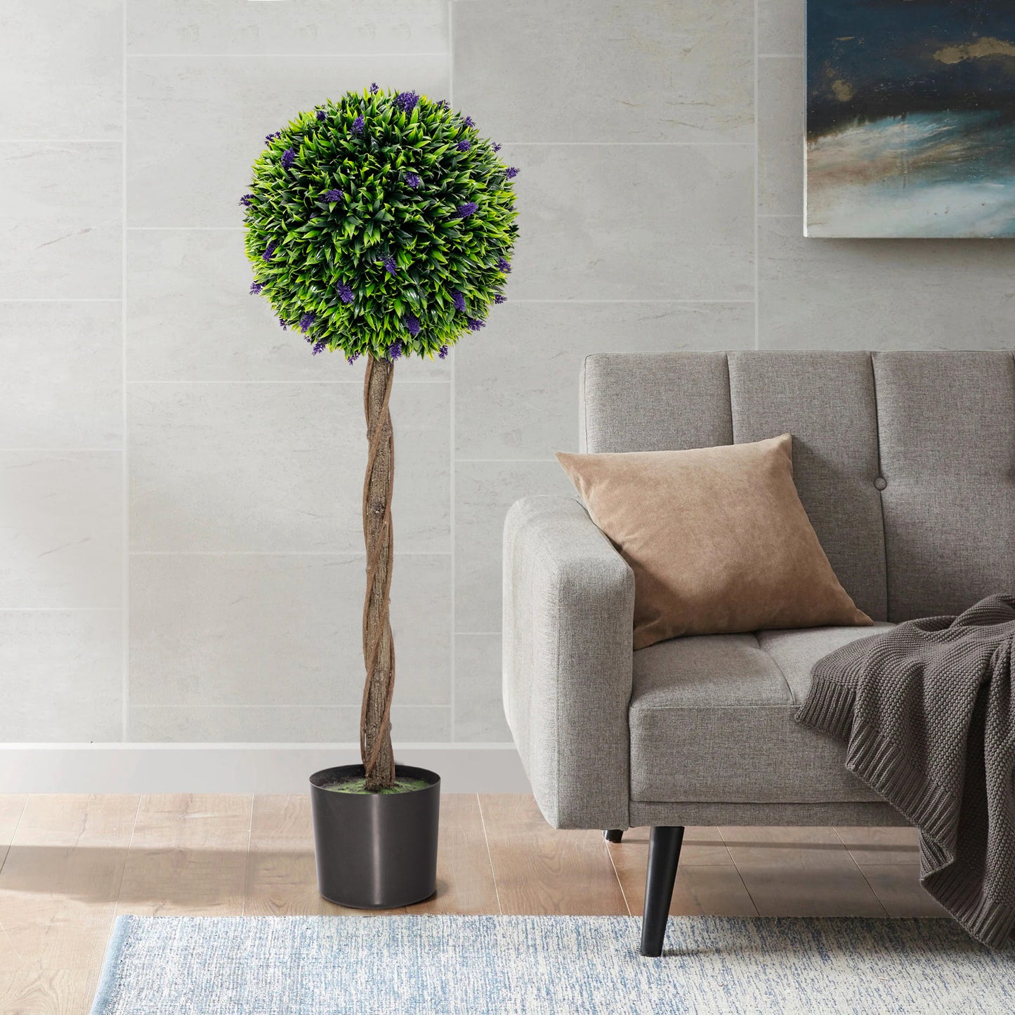 115 CM Artificial Boxwood Topiary Tree Fake Lavender Ball Plant-Green