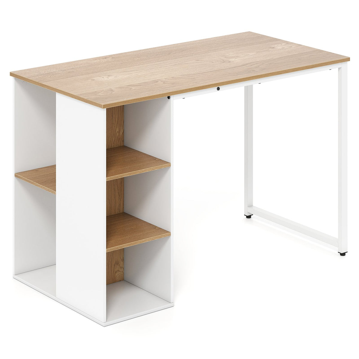 115 CM Computer Desk with 5 Storage Compartments-Brown