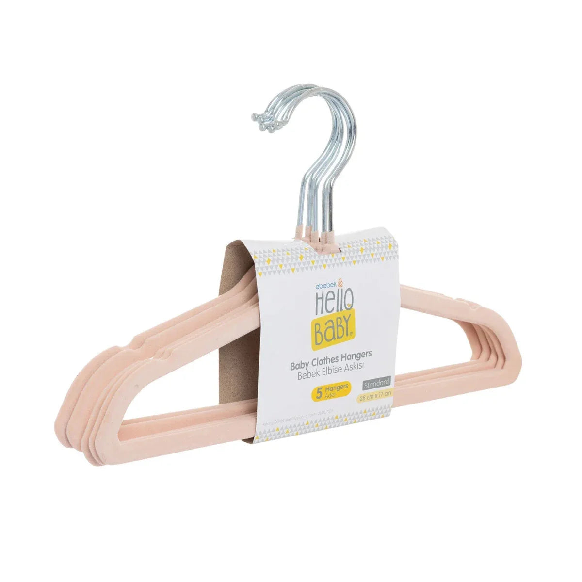 HelloBaby 5 Pack Velvet Baby Clothes Hangers - Soft Pink