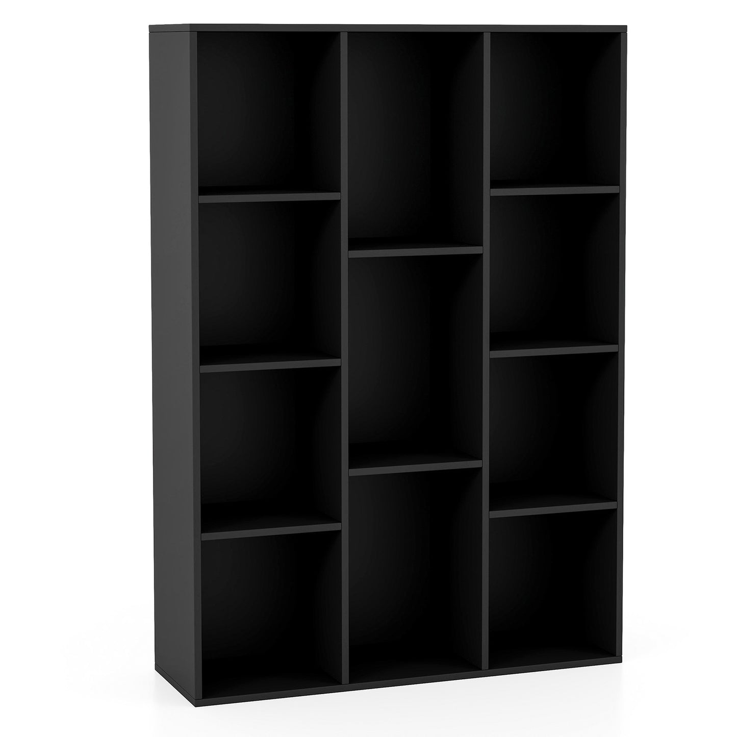 11-Cube Bookcase Modern Geometric Bookshelf with Anti-tipping Kits-Rustic Brown