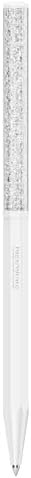 Swarovski Crystalline Ballpoint Pen, White Lacquered Barrel with Eight Crystal Facets and More Than 400 Clear Crystals, from the Crystalline Collection