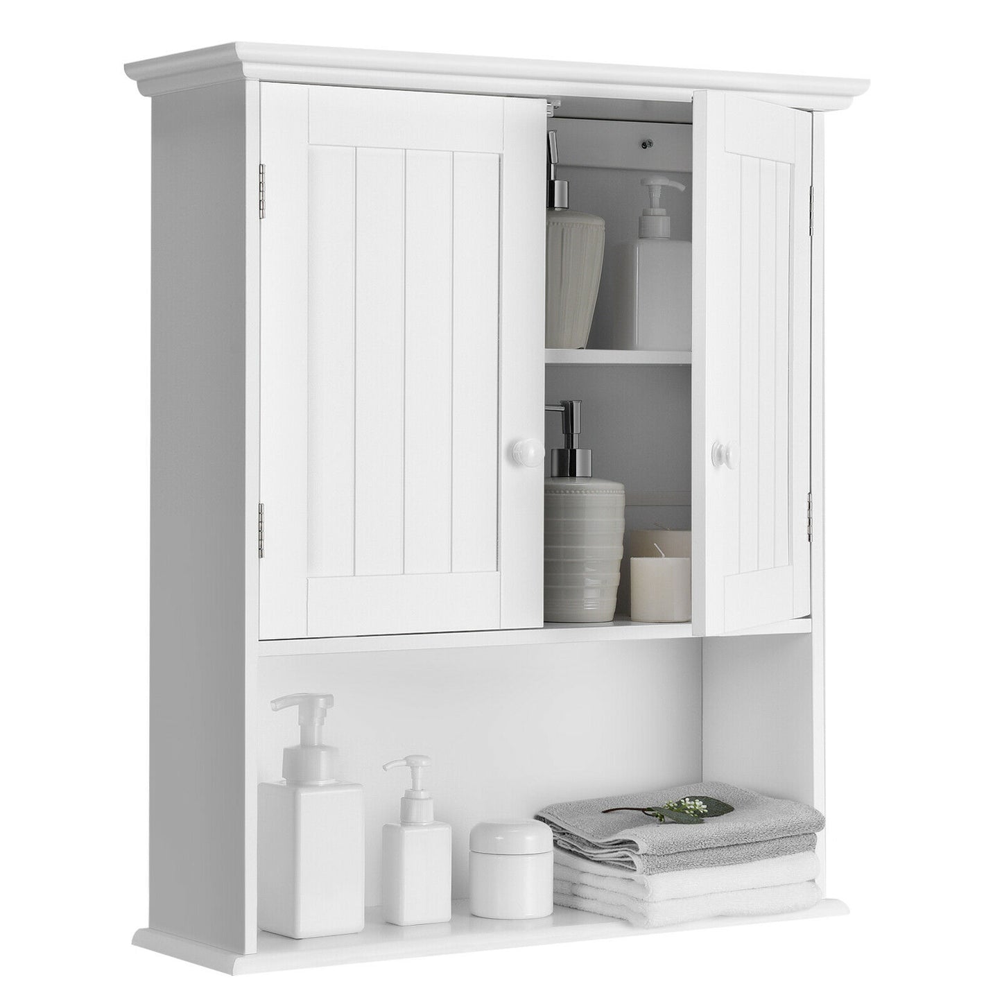 Wall Mounted Bathroom Storage Cabinet with Adjustable Shelf-Black