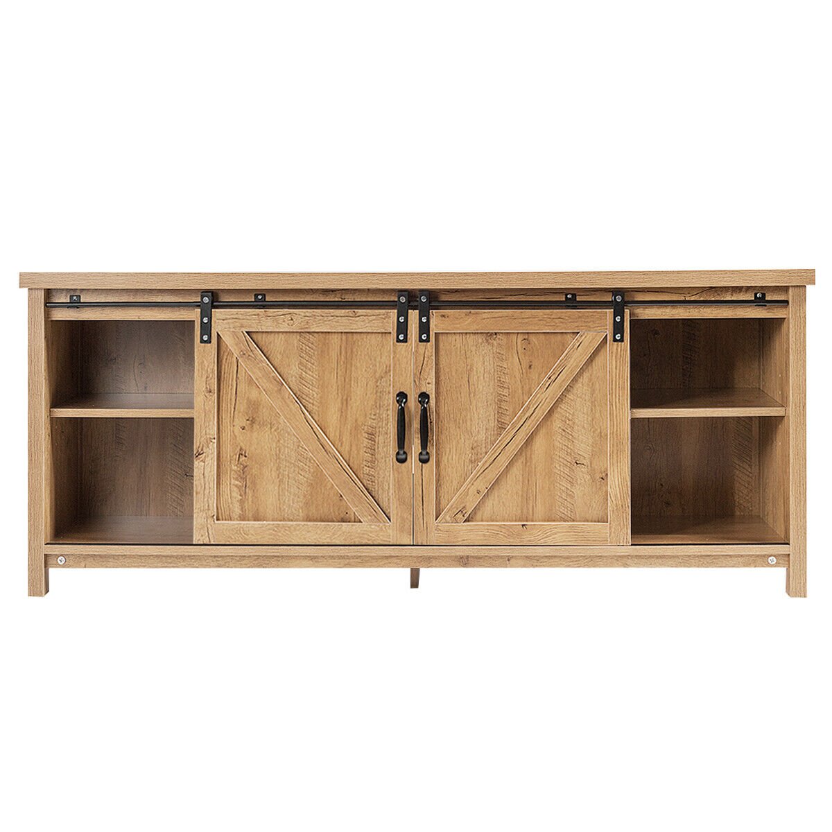 Modern TV Cabinet for 60-Inch TV Wooden Media Storage Shelves-Grey