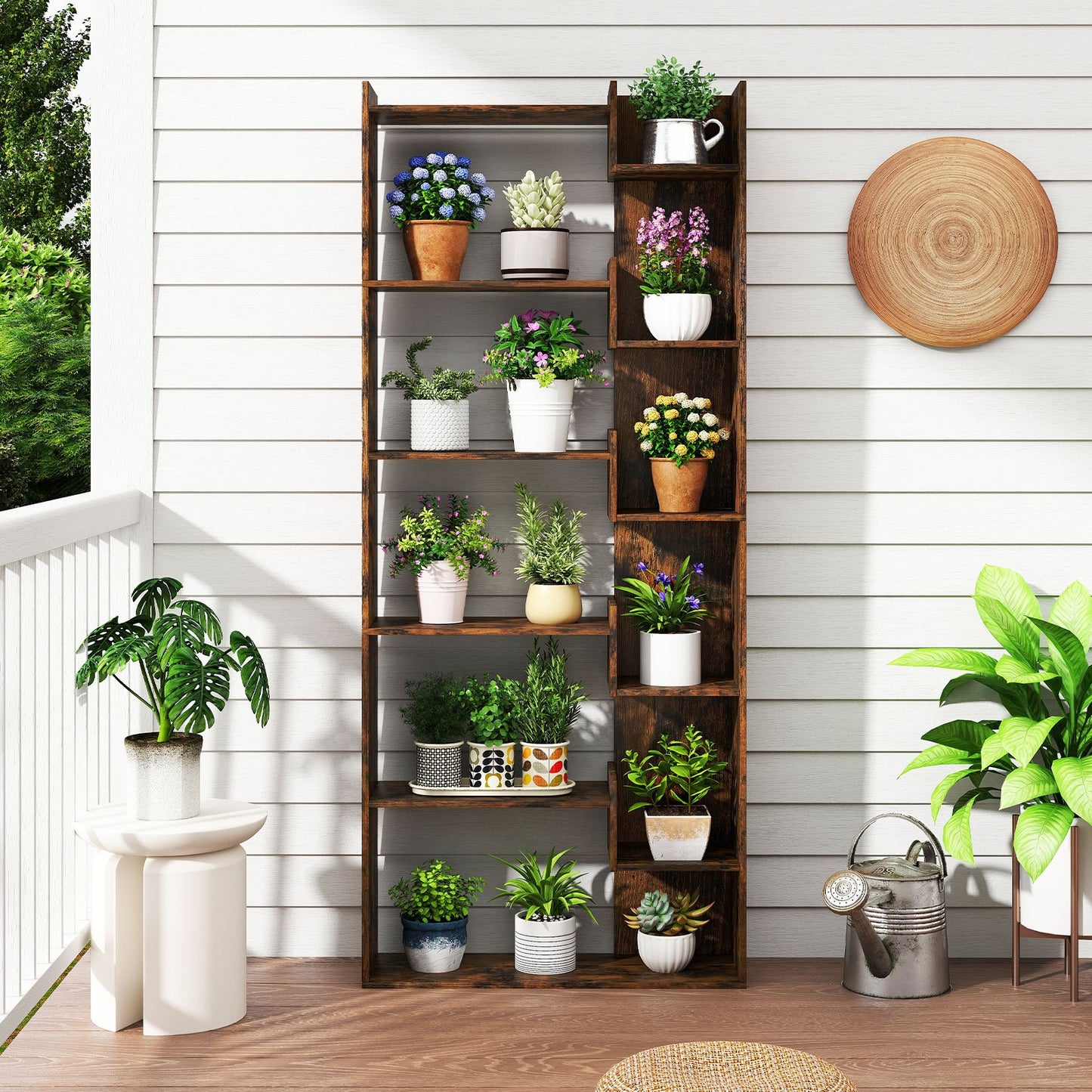 11-Shelf Wooden Bookshelf with 2 Anti-Tipping Kits-Natural