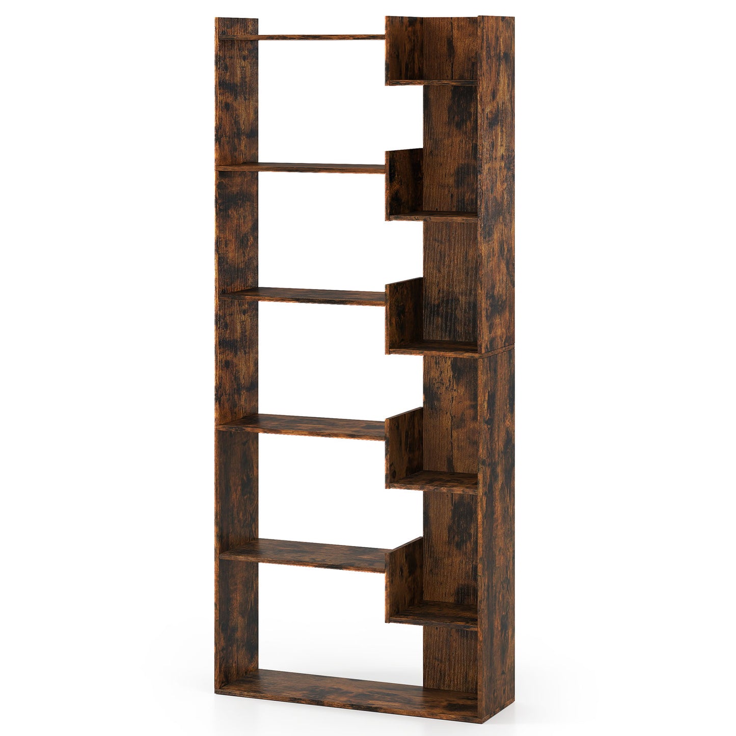 11-Shelf Wooden Bookshelf with 2 Anti-Tipping Kits-Natural