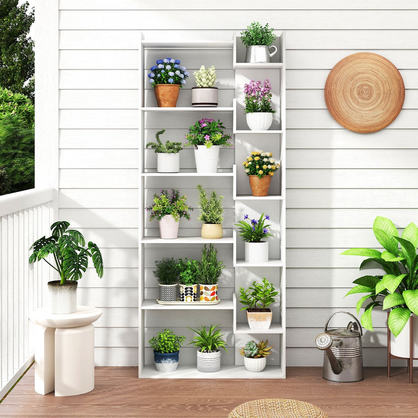 11-Shelf Wooden Bookshelf with 2 Anti-Tipping Kits-Natural
