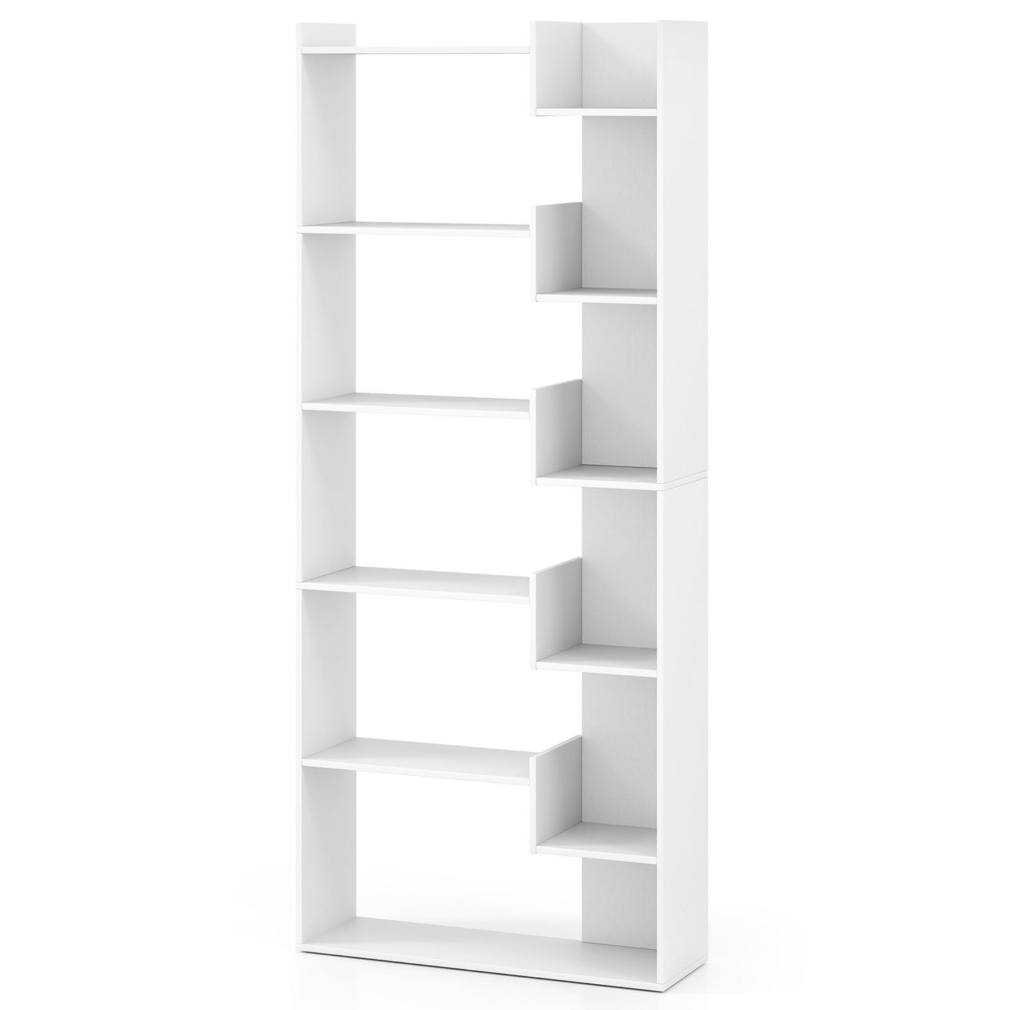 11-Shelf Wooden Bookshelf with 2 Anti-Tipping Kits-Natural