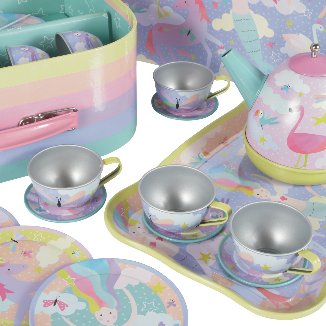 Musical Tin Tea Set 15 Piece - Fantasy