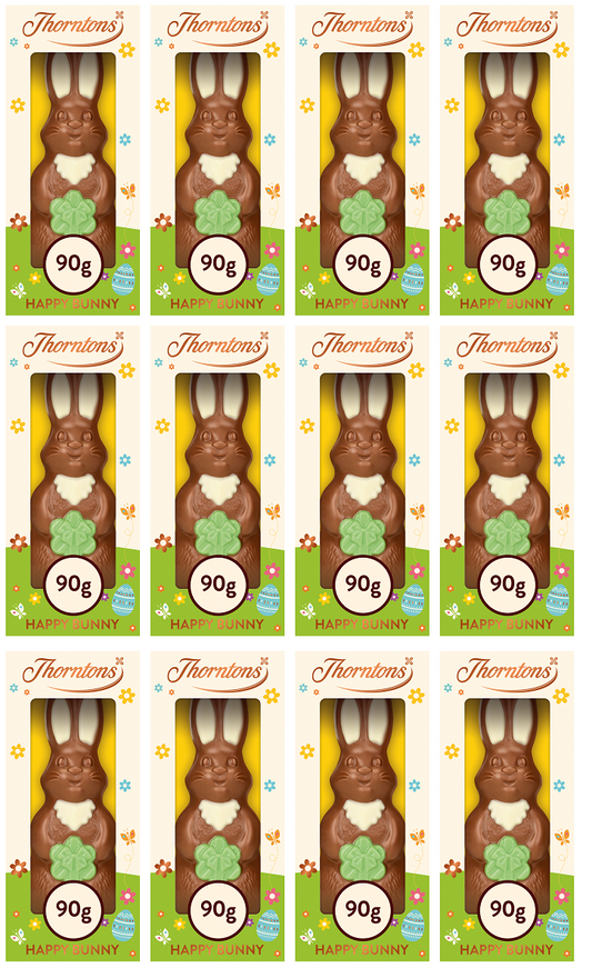 12 x Thorntons Milk Chocolate Easter Bunny Model - 90GM