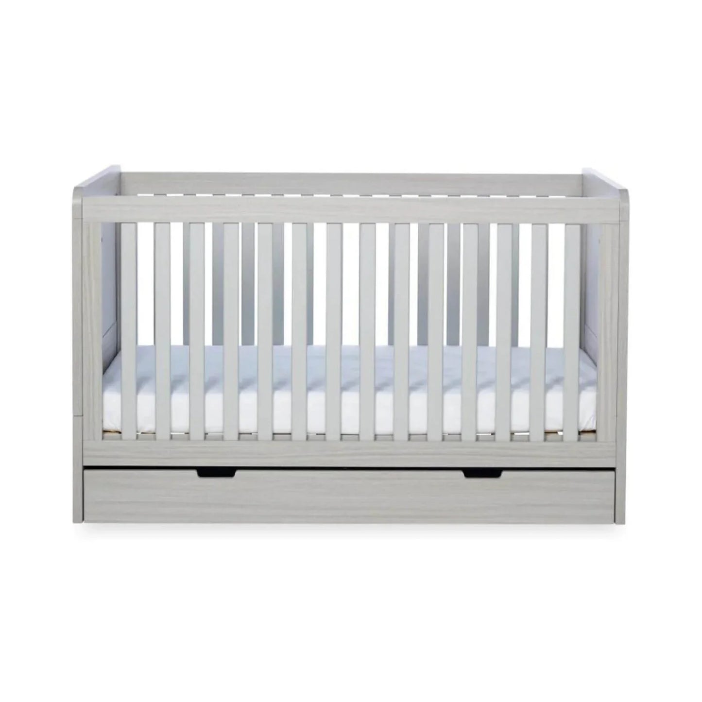 Ickle Bubba Pembrey Cot Bed & Under Drawer Ash Grey - Fibre Mattress