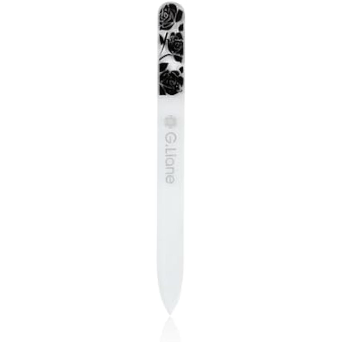 G.Liane Crystal Glass Nail File Professional Double Sided Etched Crystal Nail Files Set for Nail Art & Nail Care Alternative to Metal Nail Files Emery Boards & Buffer (Rose Black)