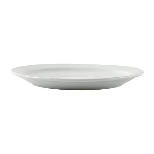 Athena Hotelware Narrow Rimmed Plates in White Porcelain - Super Vitrified Durable Glaze - Oven