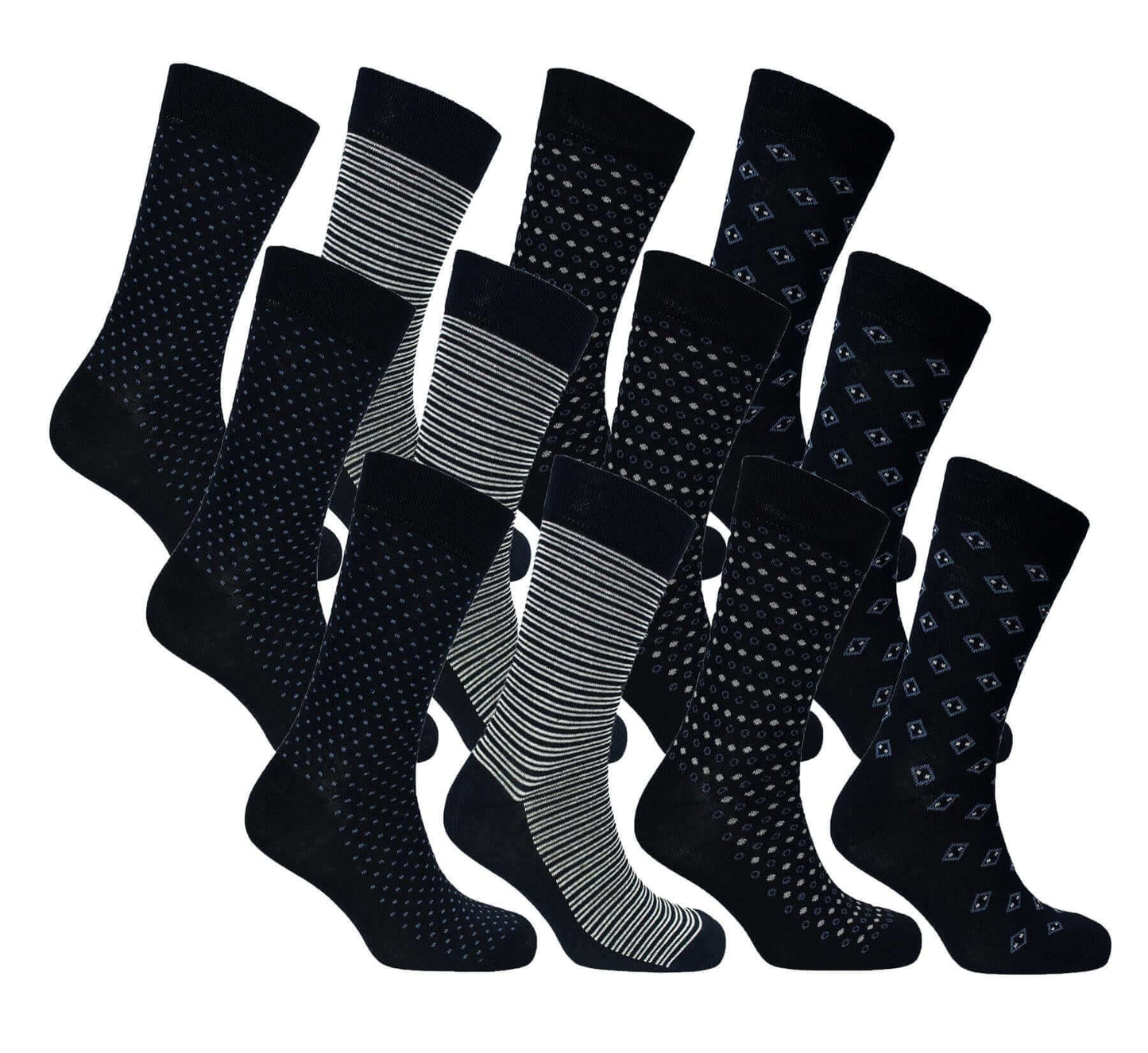 Sock Stack Men's Colourful Heel Toe Black Argyle Diamond Socks Cotton Rich Comfort Fit