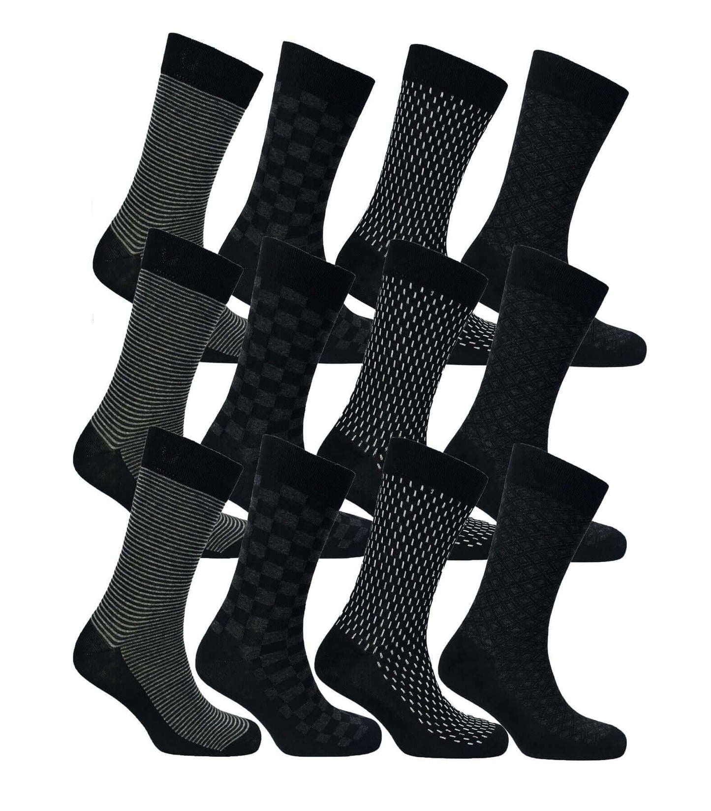 Sock Stack Men's Colourful Heel Toe Black Argyle Diamond Socks Cotton Rich Comfort Fit