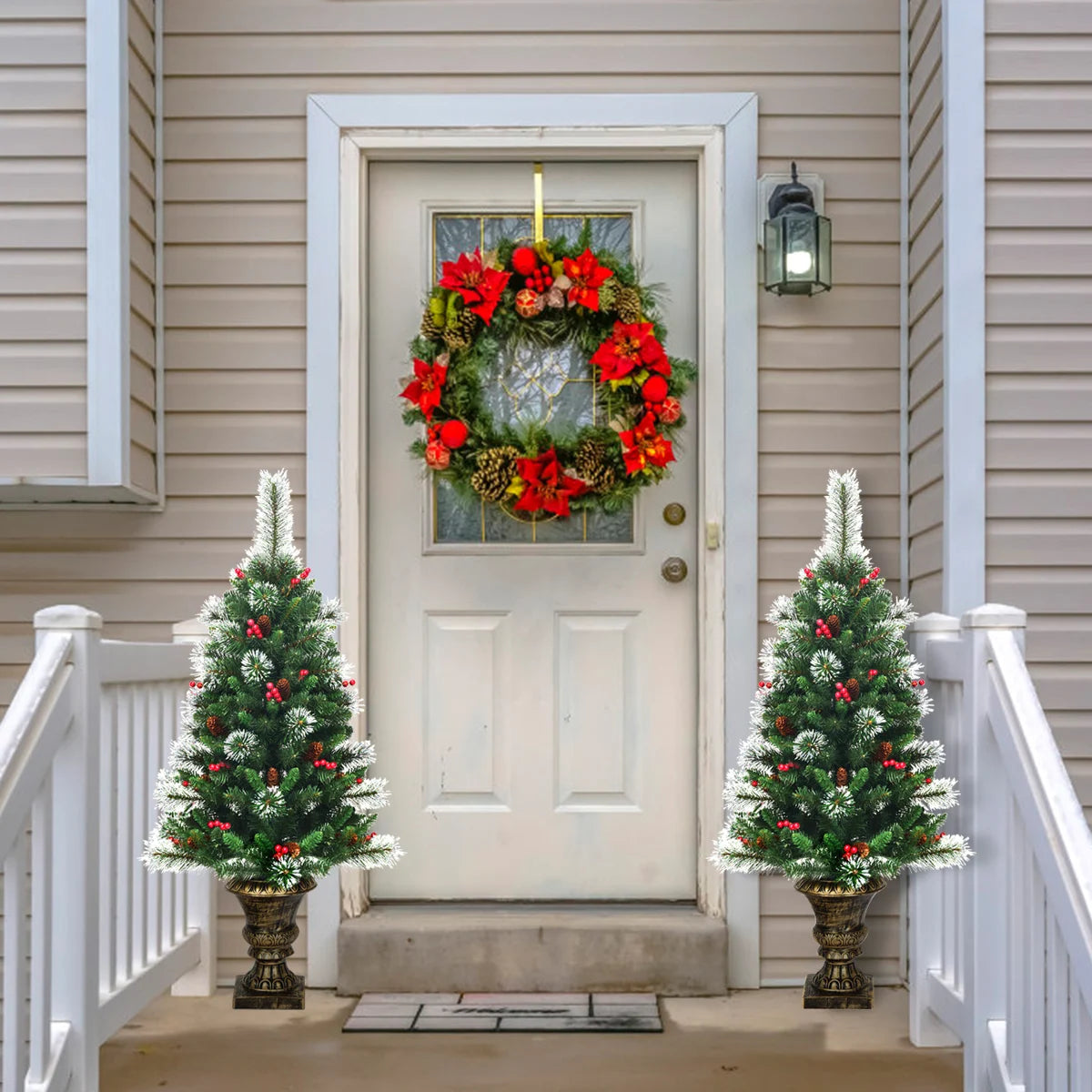 120 CM Artificial Christmas Tree Set of 2 with Decorative Pot
