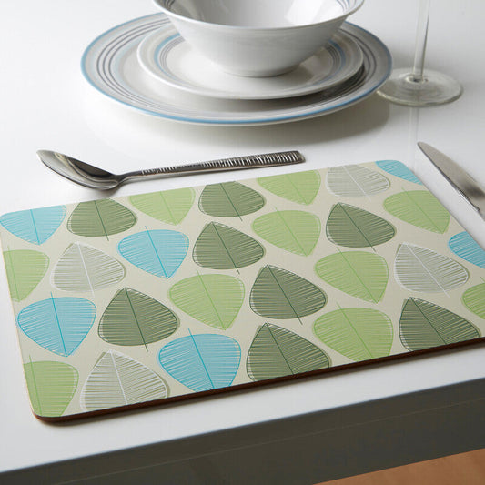 Set of Four Placemats | Green Leaf
