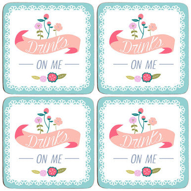 Amelie Assorted Cork Coaster Set of 4 with Floral Design