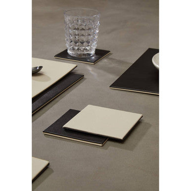 Geome Reversible Black and Cream Placemat and Coaster