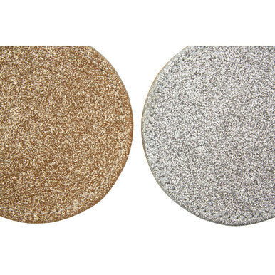 Geome Set of 4 Reversible Gold And Silver Glitter Coasters